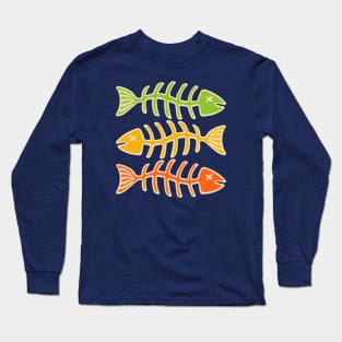 FISH BONES Eaten Food and Fishing in Yellow Orange and Green - UnBlink Studio by Jackie Tahara Long Sleeve T-Shirt